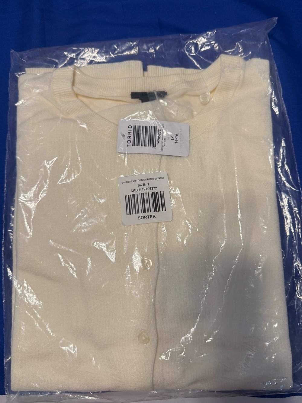 Torrid Ivory Button-Up Crew Cardigan